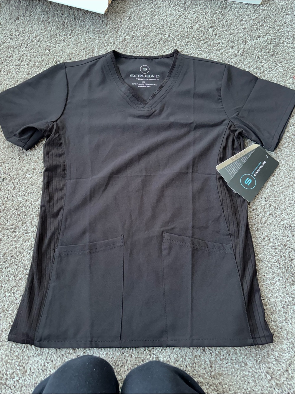 Women's Black V-Neck Short Sleeve Medical Top